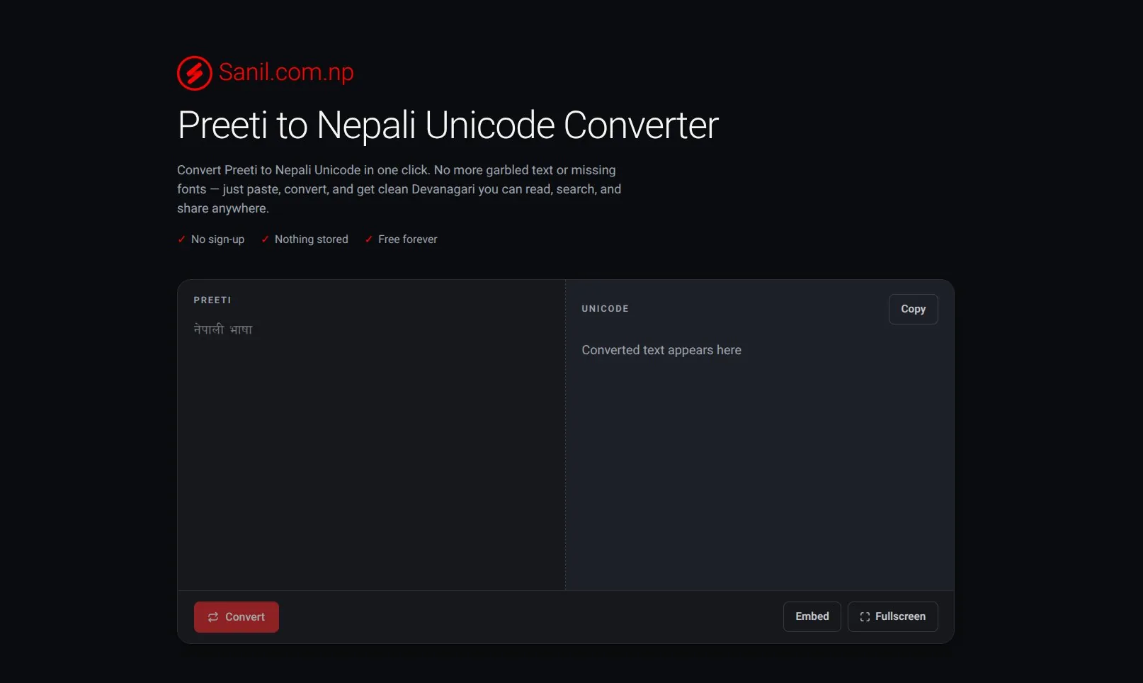 Preeti to Unicode Converter screenshot